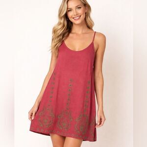 New Sacred Threads Burgundy Red Strap Boho Fairy Hippie Festival Mini Dress Sz M